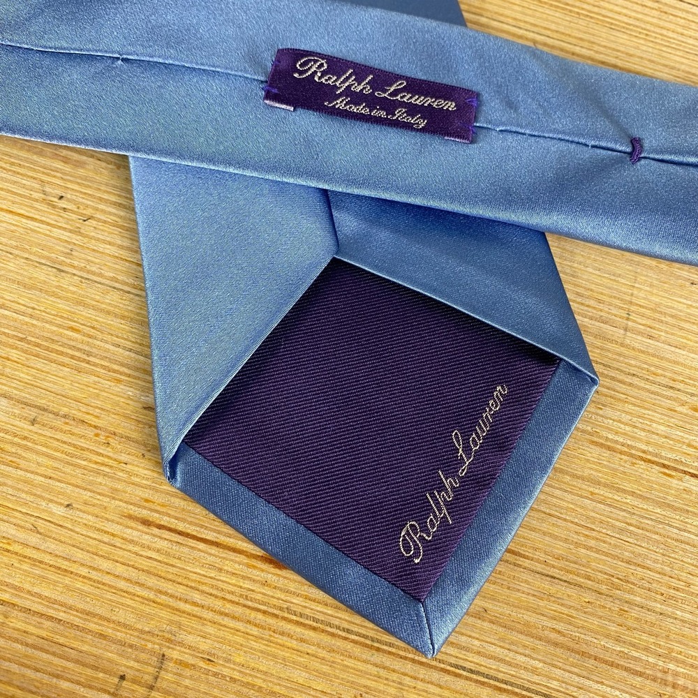 Ralph Lauren Purple Label Necktie Men's Silk Twill Solid Tie Handmade in Italy